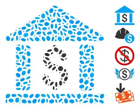 Dot Collage Dollar Bank Ilustração Stock