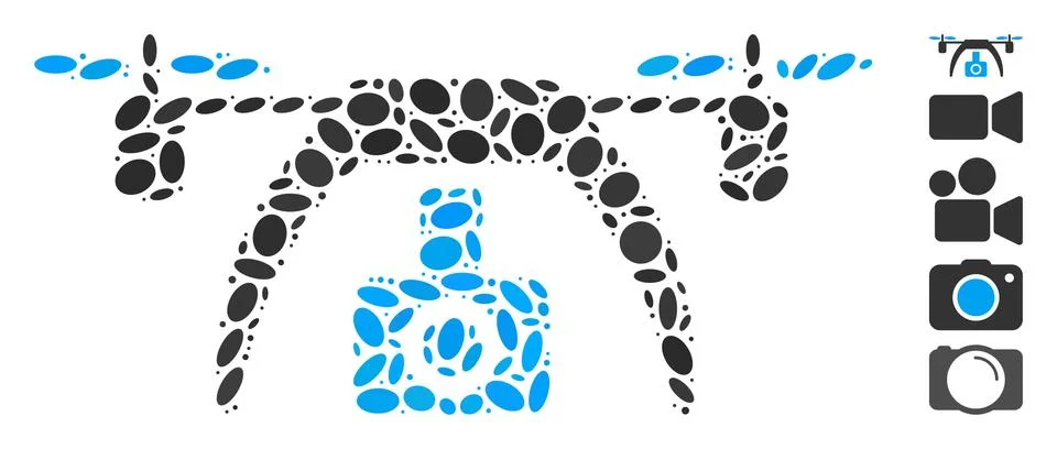 Dot Collage Drone Video Camera 스톡 일러스트