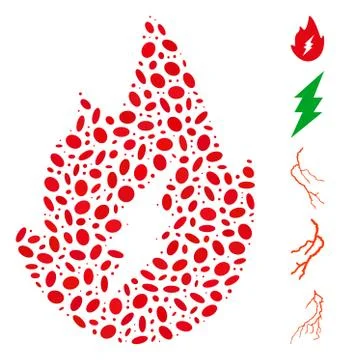 Dot Collage Electric Spark Flame Illustrazione stock