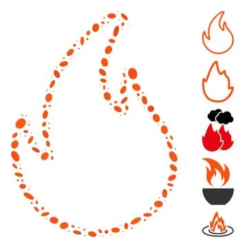 Dot Collage Flame Contour Illustrazione stock