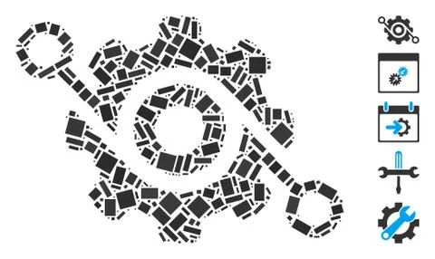 Dot Collage Gear Solution Illustrazione stock