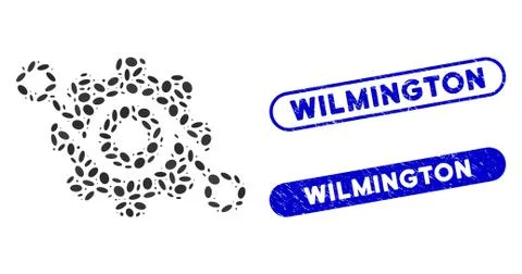 Dot Collage Gear Solution with Textured Wilmington Seals Illustrazione stock
