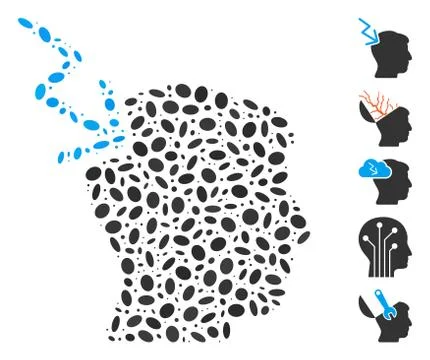 Dot Collage Head Electric Strike Illustrazione stock