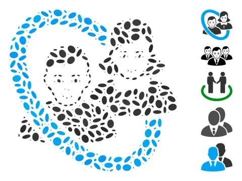 Dot Collage Ringed People Couple Ilustração Stock