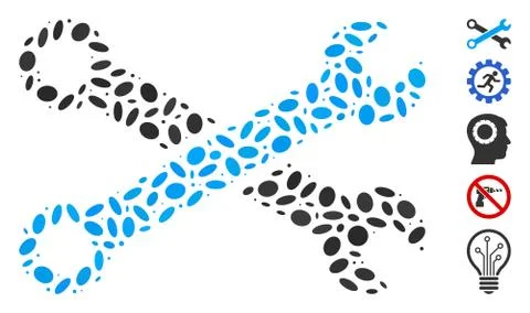 Dot Collage Wrenches Stockillustratie