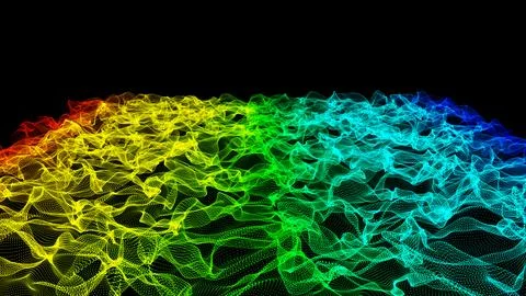 Dot colorful wave line light gradient dark background. Abstract technology .. Illustrazione stock