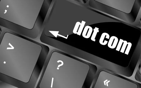 Dot com button on computer keyboard key Illustrazione stock