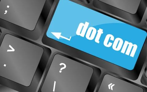 Dot com button on computer keyboard key Illustrazione stock