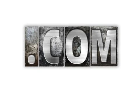 Dot com Concept Isolated Metal Letterpress Type Stock Illustration