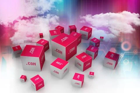 Dot com domain in cubes Illustrazione stock