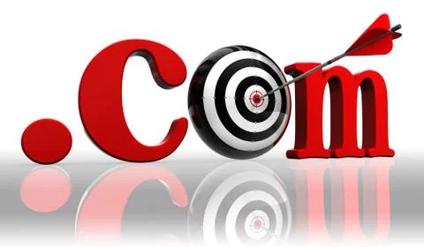 Dot com red word and conceptual target Stock Illustration