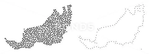 Dot Contour Map Of Malaysian Sarawak ~ Clip Art #96652455