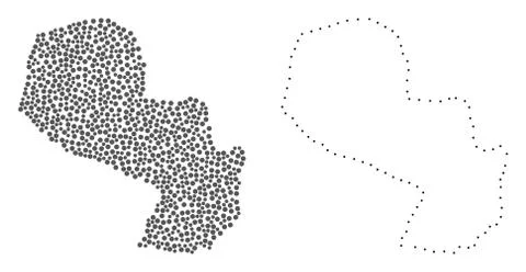 Dot Contour Map Of Paraguay イラスト素材