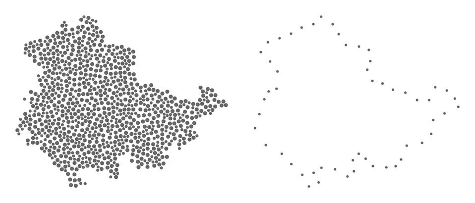 Dot Contour Map of Thuringia State Illustrazione stock