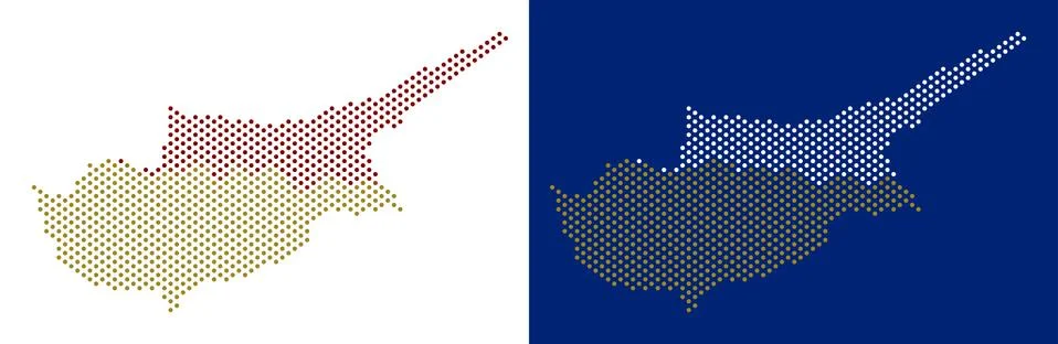 Dot Cyprus Countries Map Stock Illustration