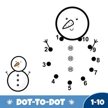 Dot to dot 1-10 easy game for kids with a cute snowman. Connect dots numbers Stock-Illustration