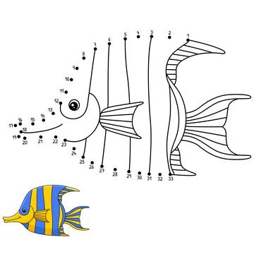 Dot to Dot Angelfish Coloring Page for Kids Stock Illustration
