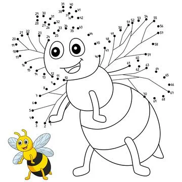 Dot to Dot Bee Coloring Page for Kids Ilustração Stock