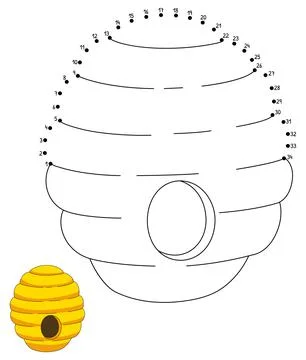 Dot to Dot Beehive Coloring Page for Kids Ilustração Stock