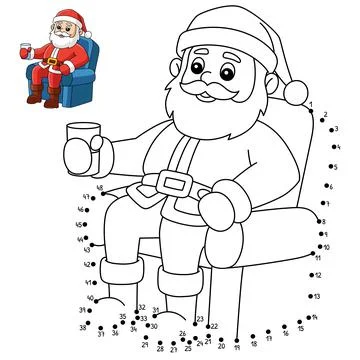 Dot to Dot Christmas Santa Sitting Coloring page Stock Illustration
