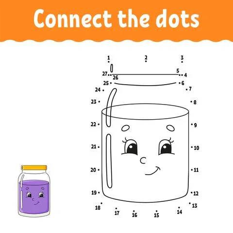 Dot to dot game. Draw a line. For kids. Activity worksheet. Coloring book. Wi Stock Illustration