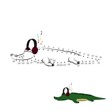 Dot to dot game. Educational number puzzle for kids. Animals of zoo Stock Illustration