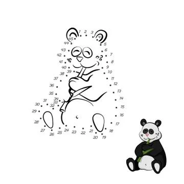 Dot to dot game. Educational number puzzle for kids. Animals of zoo. Panda Stock Illustration