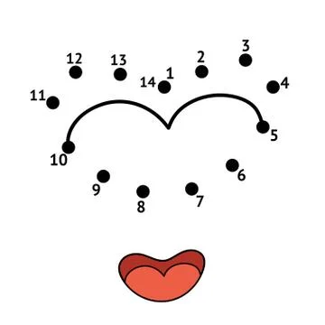 Dot to dot game for kids. Connect the dots and draw a mouth Stock Illustration