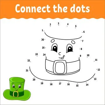 Dot to dot game. St. Patrick's day. Draw a line. For kids. Activity worksheet Illustrazione stock