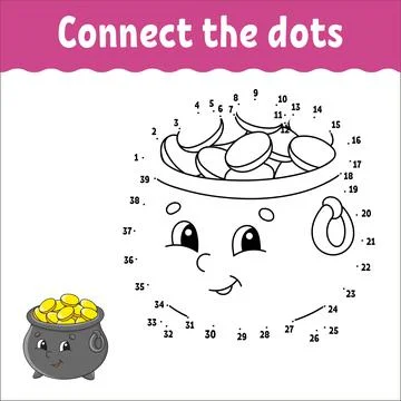 Dot to dot game. St. Patrick's day. Draw a line. For kids. Activity worksheet Stock Illustration
