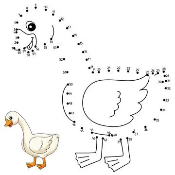 Dot to Dot Goose Coloring Page for Kids Stock Illustration