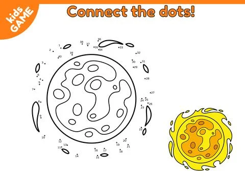 Dot to dot kids game with star sun in space Stock Illustration