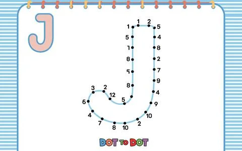 Dot to dot letter J activity for children alphabet Stock Illustration