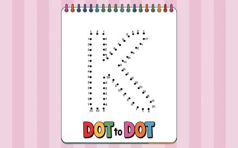Dot to Dot Letter K Activity Page alphabet learning Stock Illustration