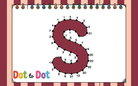Dot to dot letter S activity page with numbers alphabet Stock Illustration