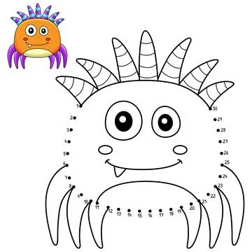 Dot to Dot Monster Spider Isolated Coloring Page Stock Illustration