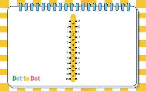 Dot to Dot numbered points on a notepad page connect the dots Stock Illustration