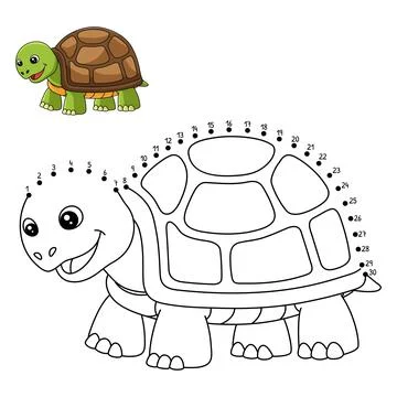 Dot to Dot Turtle Coloring Page for Kids Illustrazione stock