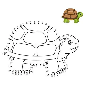 Dot to Dot Turtle Isolated Coloring Page for Kids Illustrazione stock