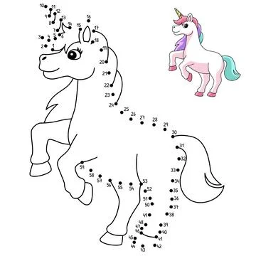 Dot to Dot Unicorn In Candy Land Isolated Stock Illustration