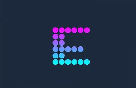 Dot E pink blue alphabet letter logo icon design. Creative template for compa Stock Illustration