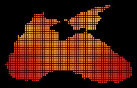 Dot Fire Black Sea Map Stock Illustration