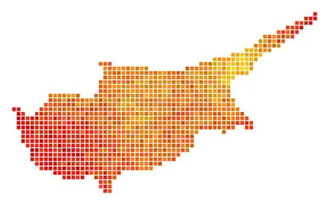 Dot Fire Cyprus Island Map Stock Illustration