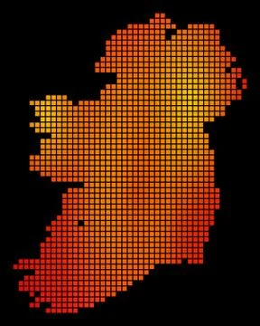 Dot Fire Ireland Map Stock Illustration