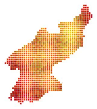 Dot Fire North Korea Map Stock Illustration