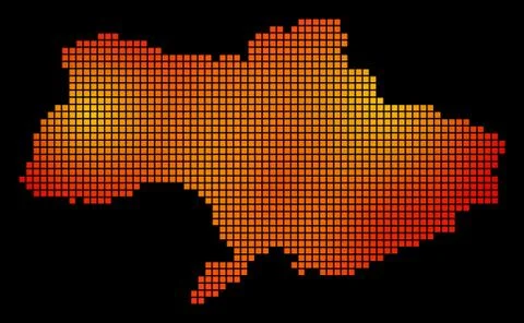 Dot Fire Ukraine Map Stock Illustration