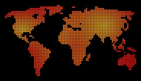 Dot Fire World Map Stock Illustration