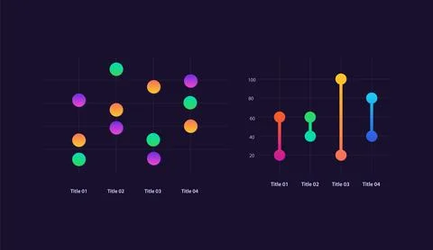Dot gradient infographic chart design template set for dark theme Ilustración de archivo