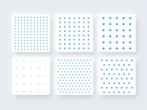 Dot Grid Seamless Wireframe Textured Vector Pattern Template Set Stock Illustration