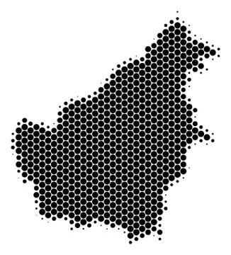 Dot Halftone Borneo Island Map Stock Illustration